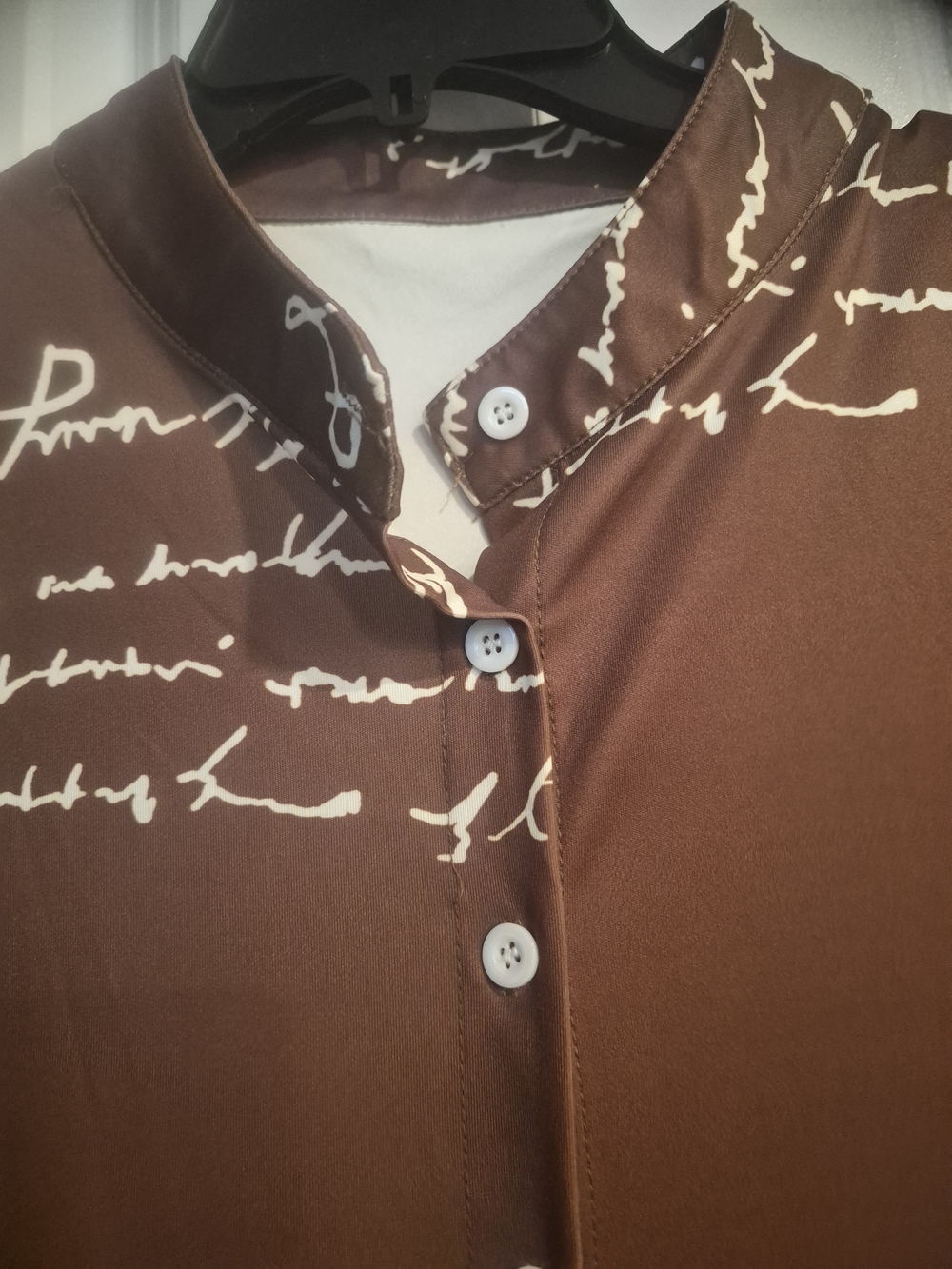 WoMEN SHEIN Brown Script-Print Long Sleeve Jumpsuit - Picture 3 of 8